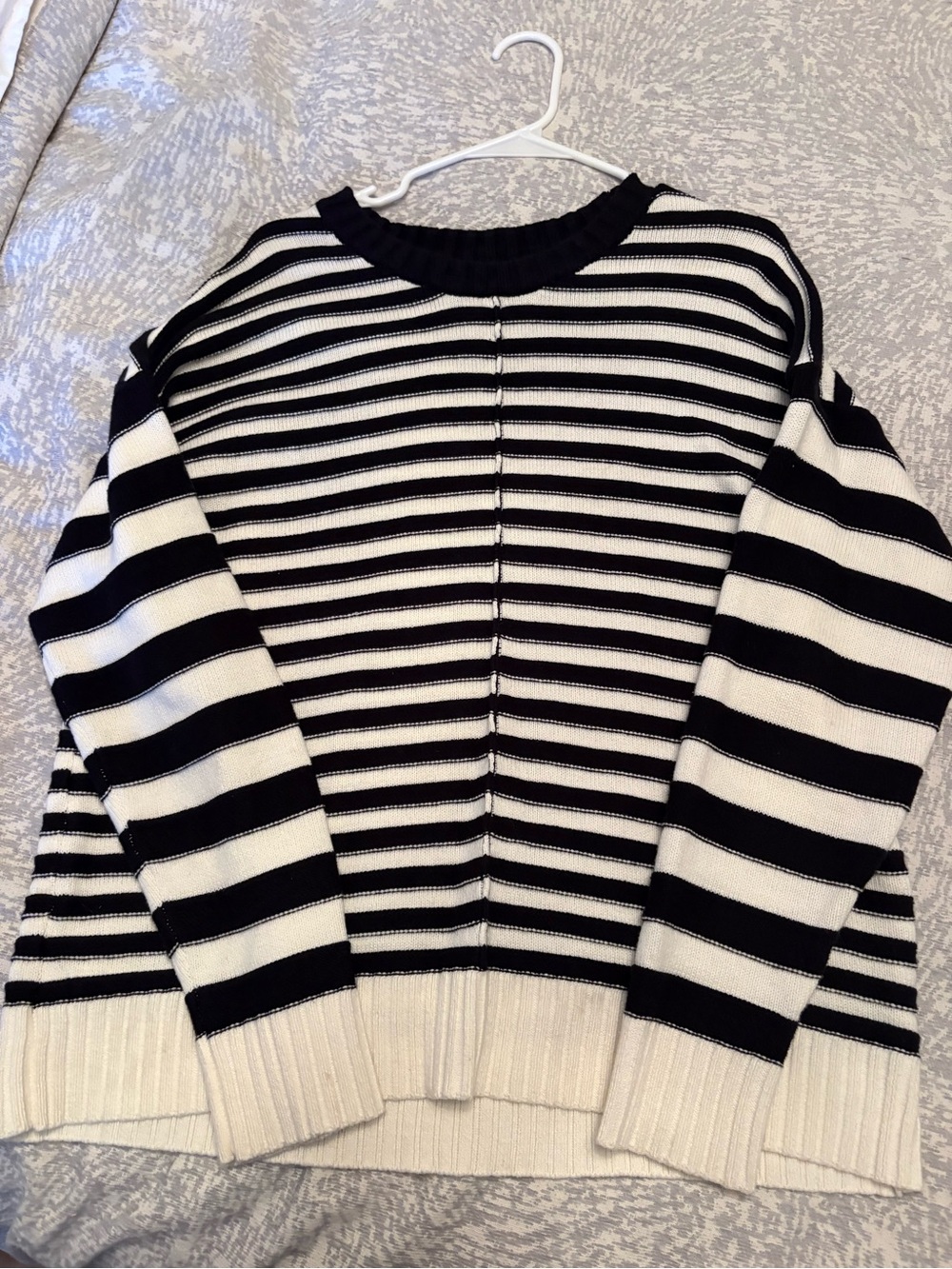 Blu Pepper Black and White Striped Crewneck Sweater